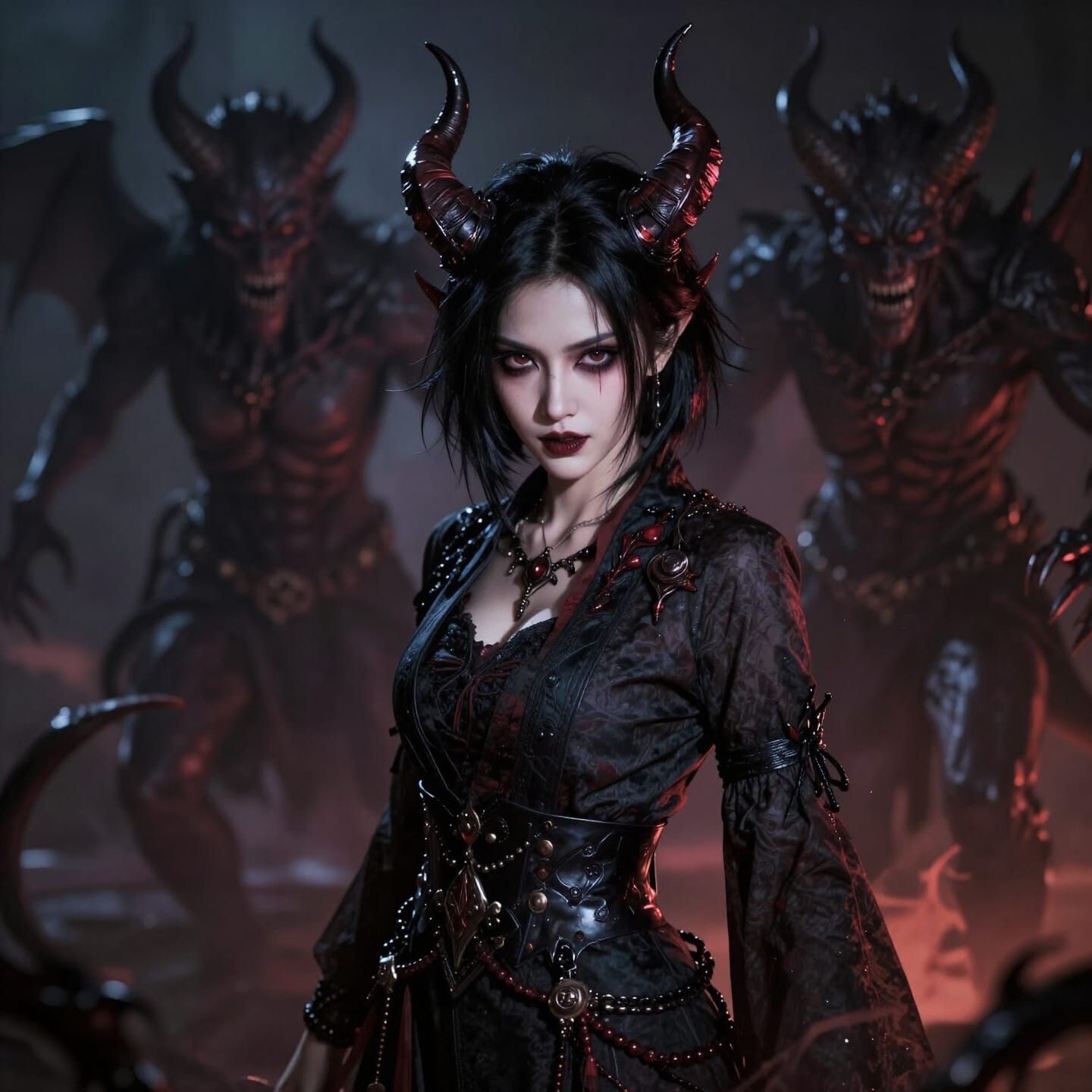 Thai Demonic Woman with Horns and Tail