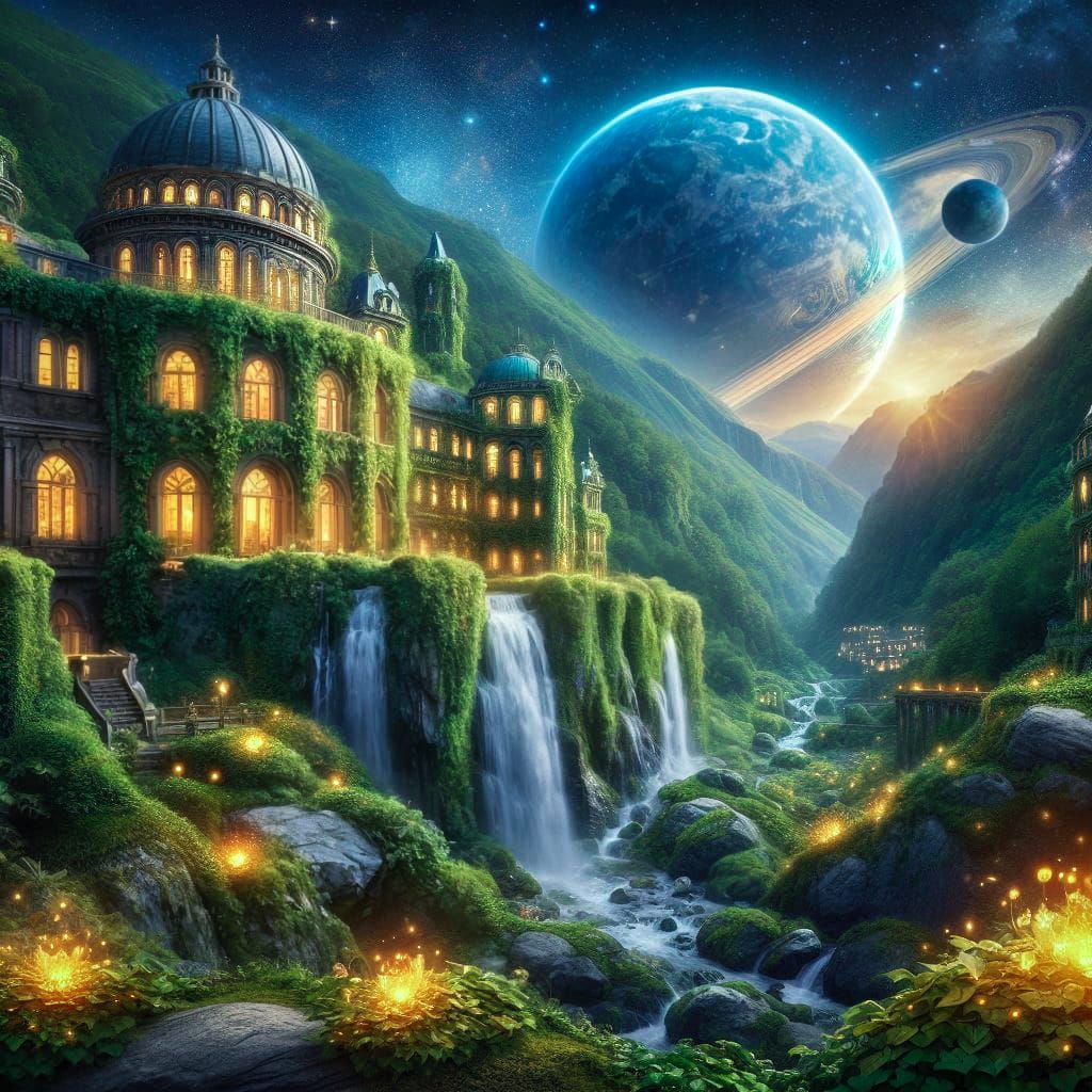 Somewhere in another world, where flowers glow golden at nig...