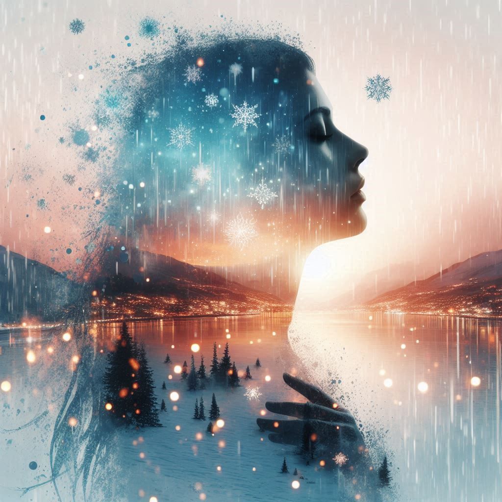 double exposure beautiful fantasy portrait landscape..