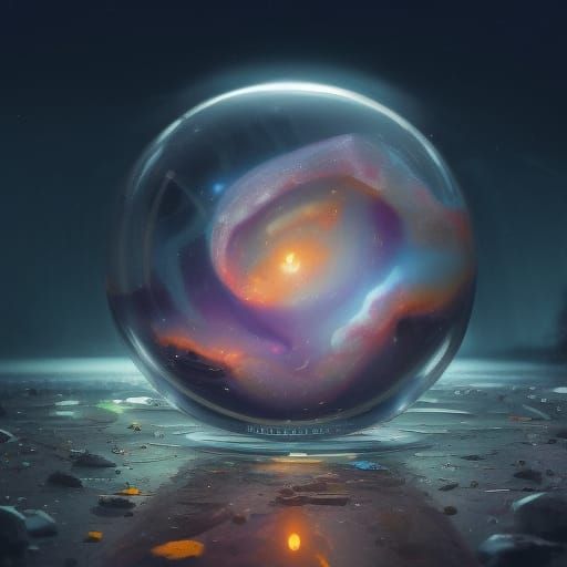 The galaxy inside a glass Marble. The marble is a glass sphe...