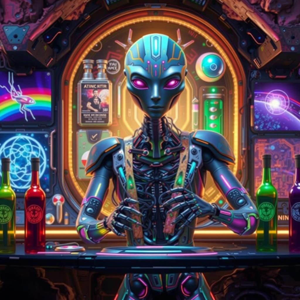 Futuristic Spaceship Landing on Alien Planet in Sci-Fi Style