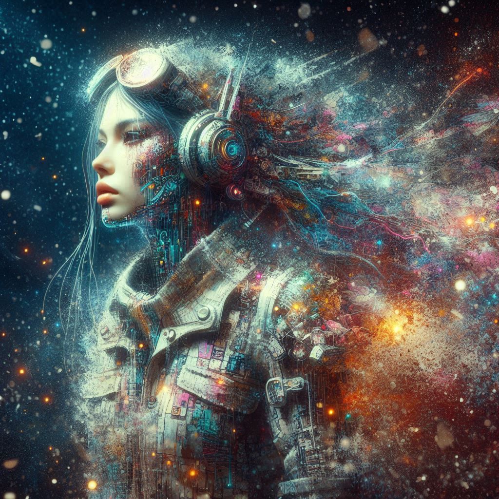 double exposure beautiful fantasy DALL-E 3 portrait landscap...