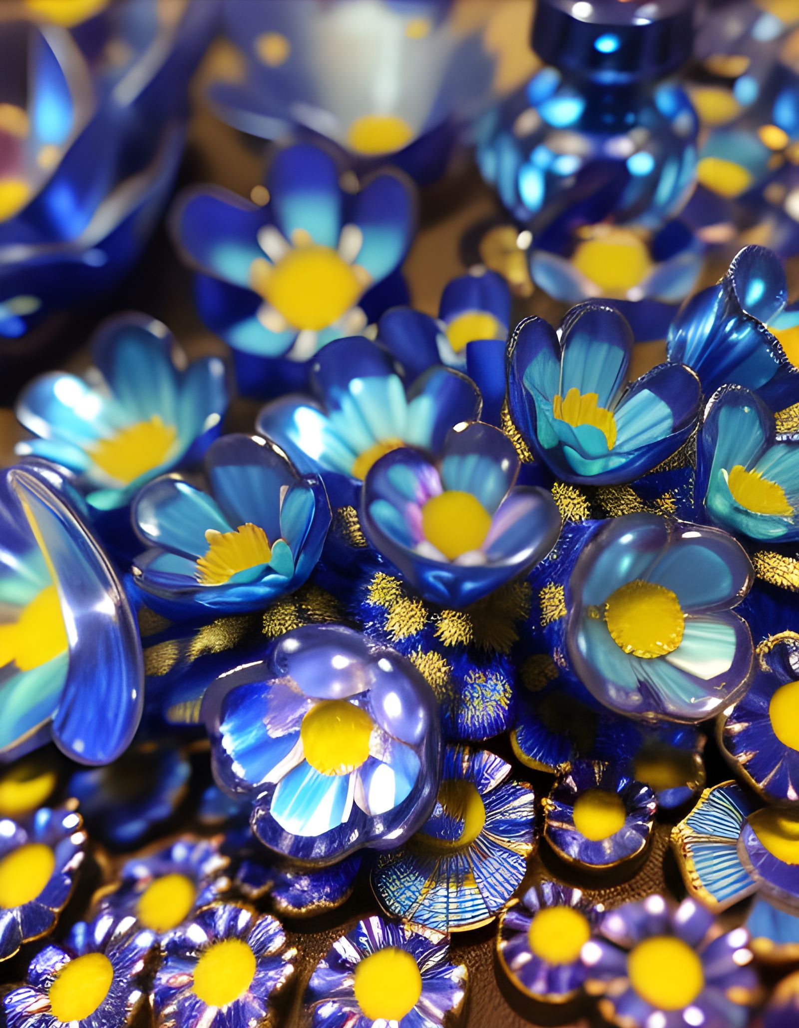 Realistic Microscopic Glass Filament Flowers in 3D