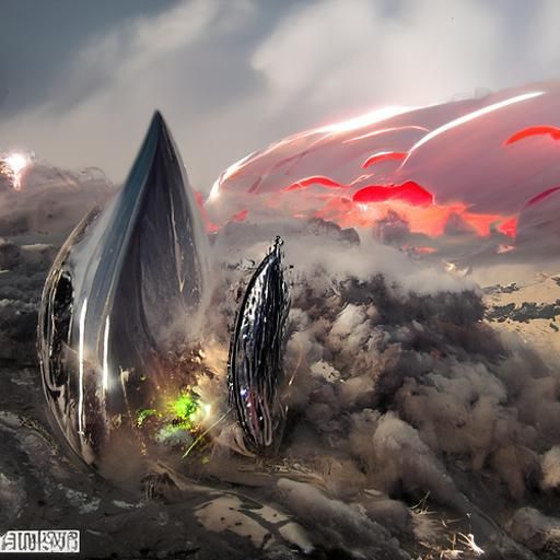 Sci-fi  alien mothership crashing towards earth Nicolas Bouv...