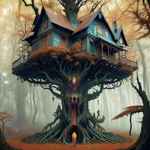 Outstanding treehouse 6 - AI Generated Artwork - NightCafe Creator