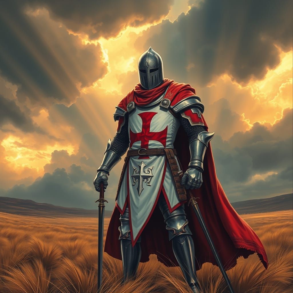 Templar Knight in full Templar armor.