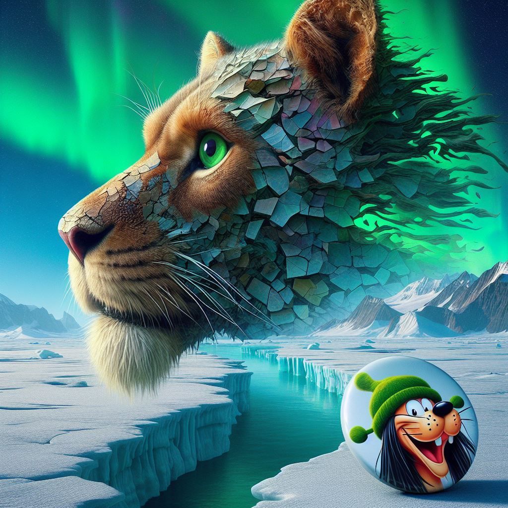 Lion Antartic pinback button