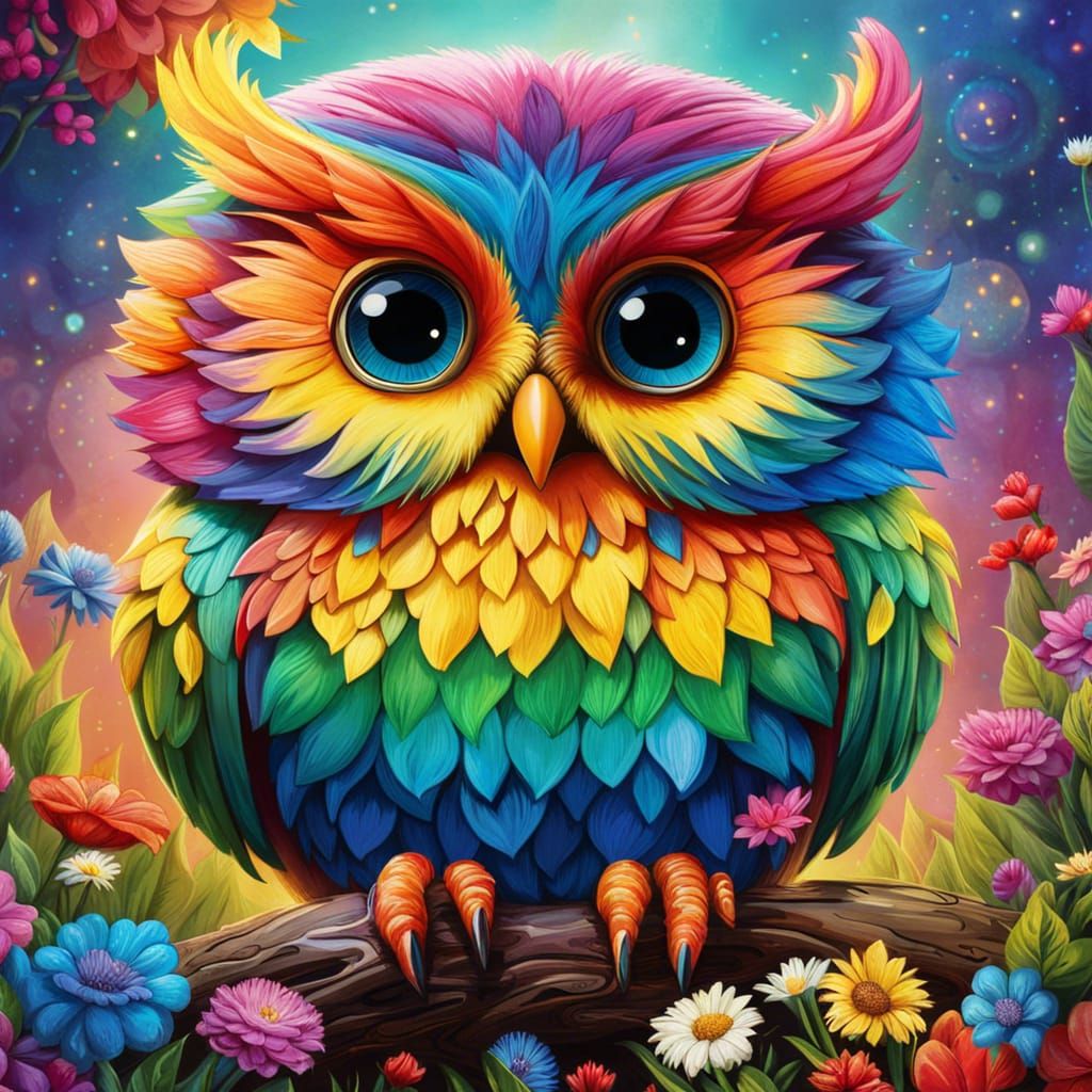 rainbow owl - AI Generated Artwork - NightCafe Creator