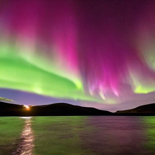 aurora borealis over the sea