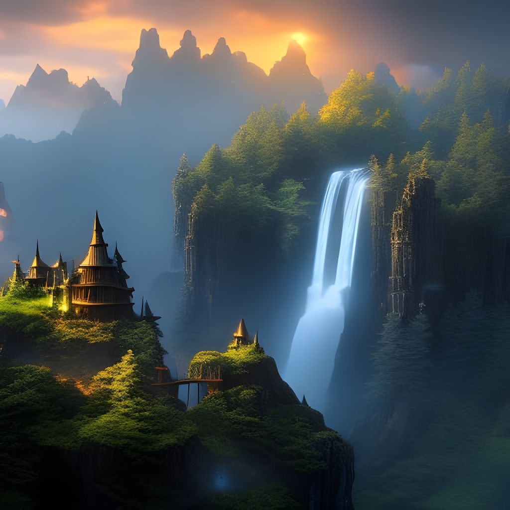 high fantasy castle on a mountain, concept art, on an, Stable Diffusion