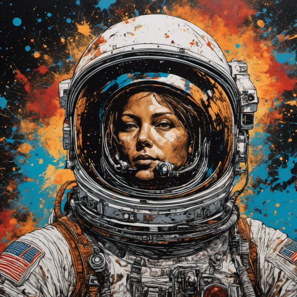 Renaissance Astronaut in Space: Pyrography Graffiti Art