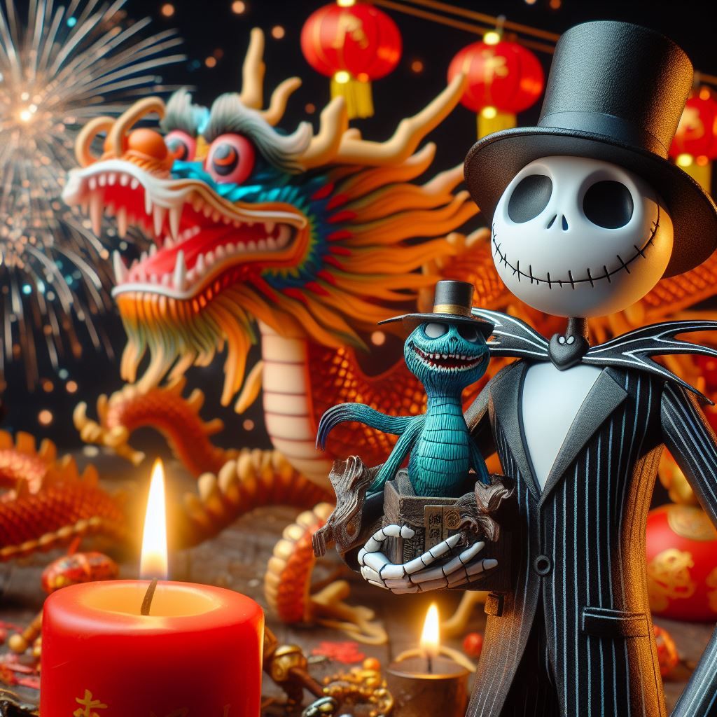 Jack Skellington celebrating the Year of the Dragon