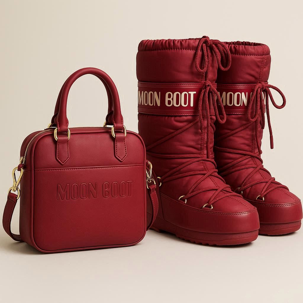 Matching bag and moon boots