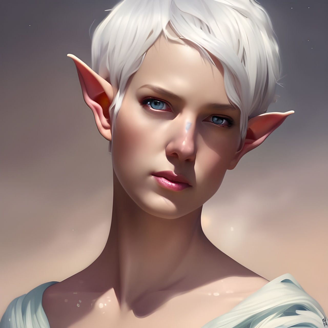 White hair elf girl