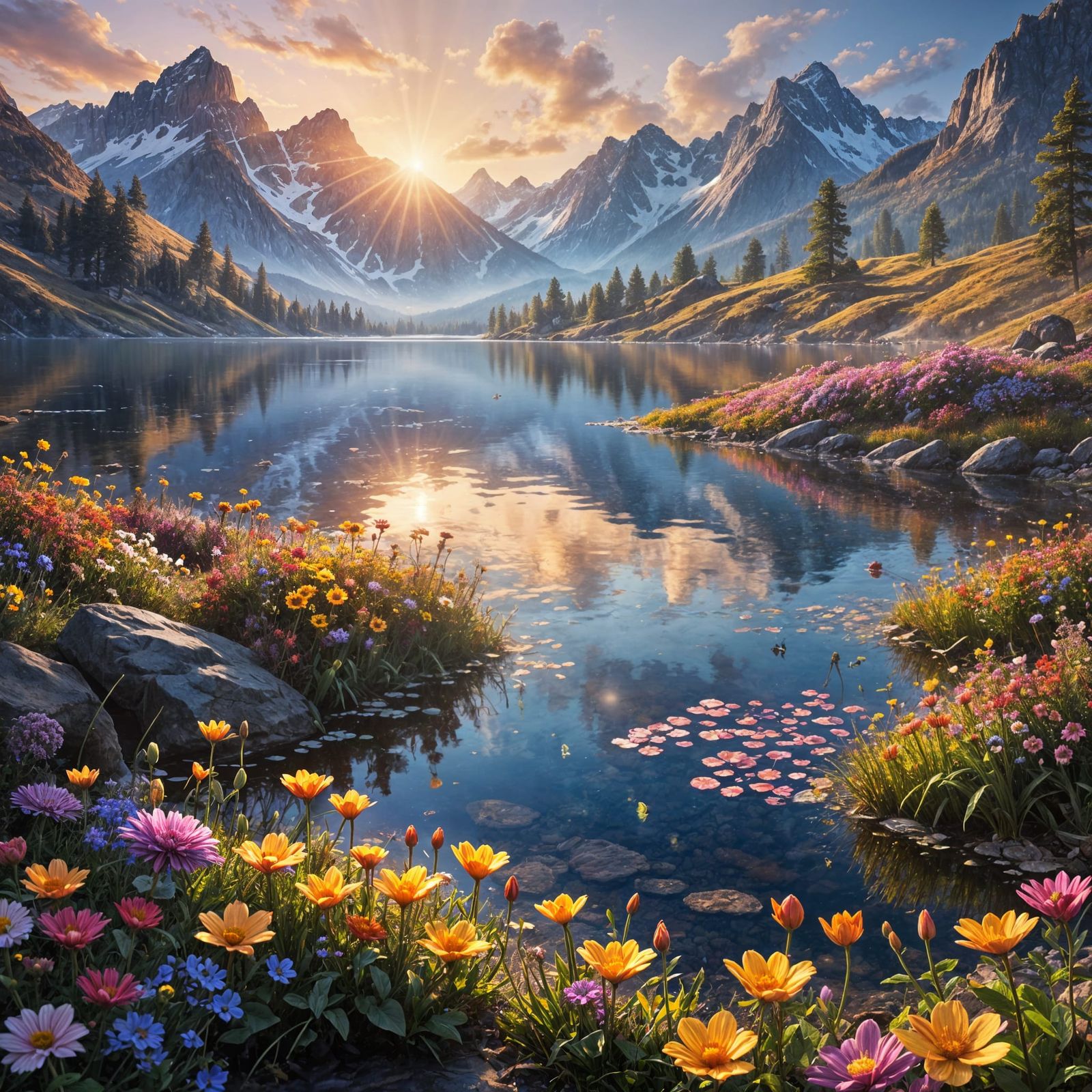 Mountain Lake Sunrise  by @Soynuts