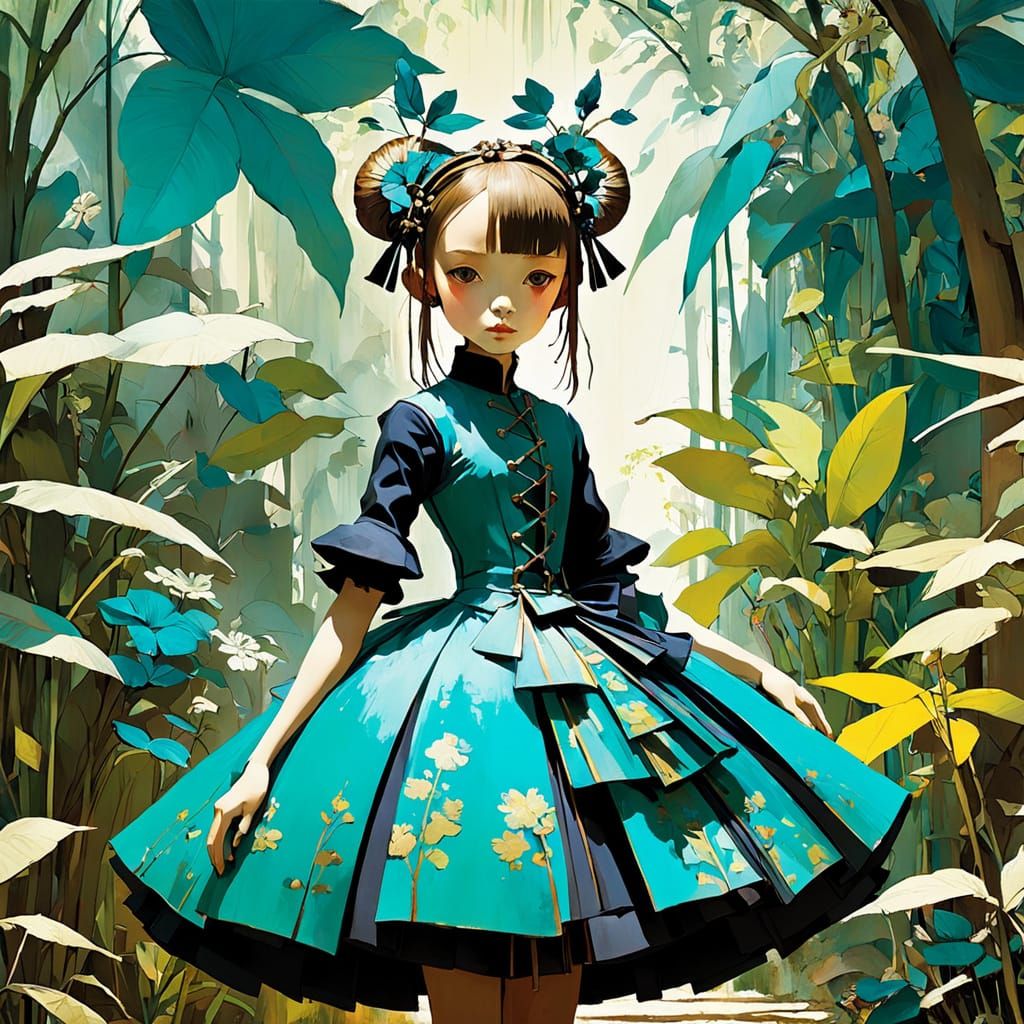 Ethereal Multicultural Muse in Vibrant Surreal Garden