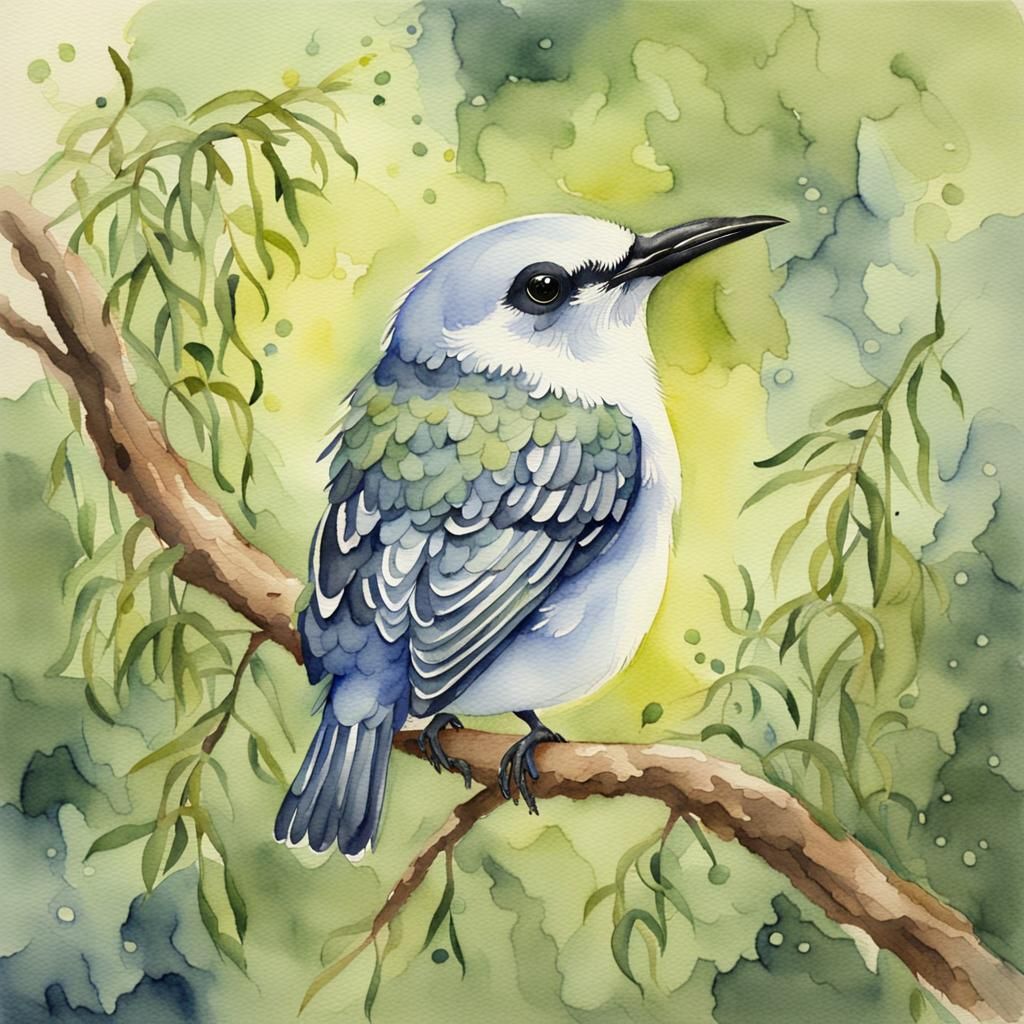 A watercolor painting of an adorable Spanish Moss bird - AI Generated ...