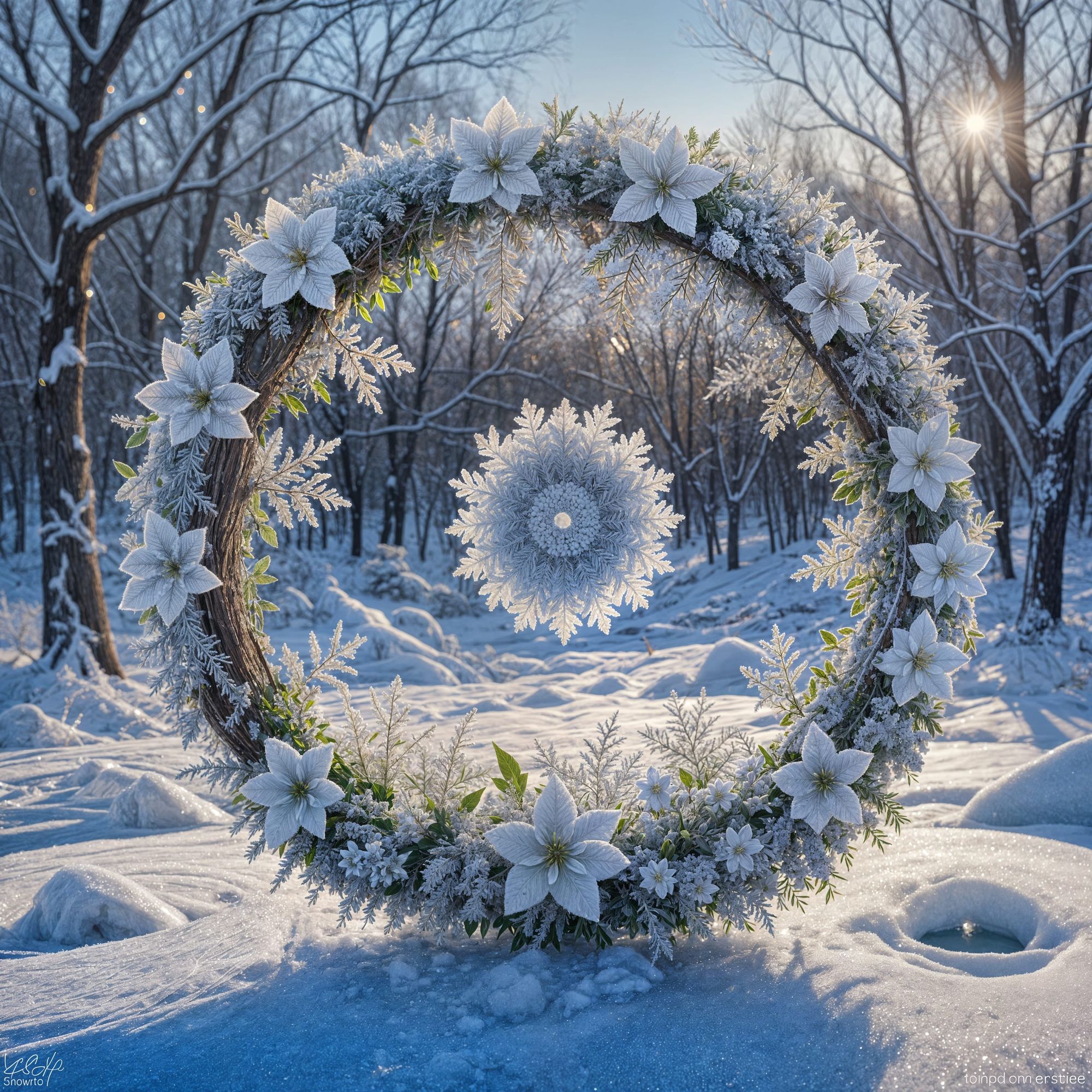 Frosted lily wreath.