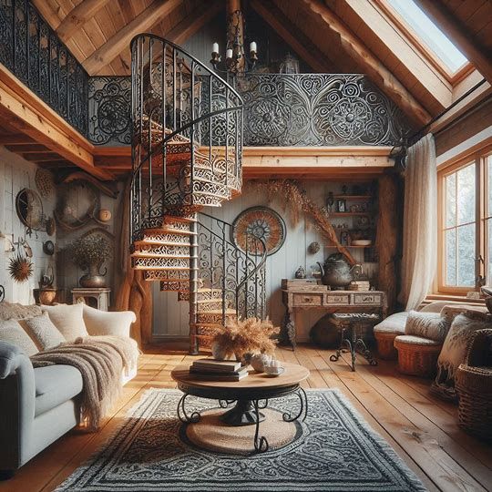 Intricate spiral staircase