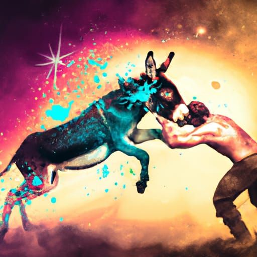 Superman punching a donkey