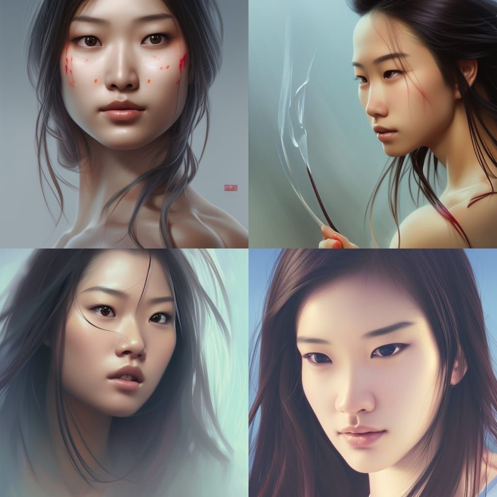 Beautiful Asian woman, long hair, sport wear - AI Generated Artwork ...