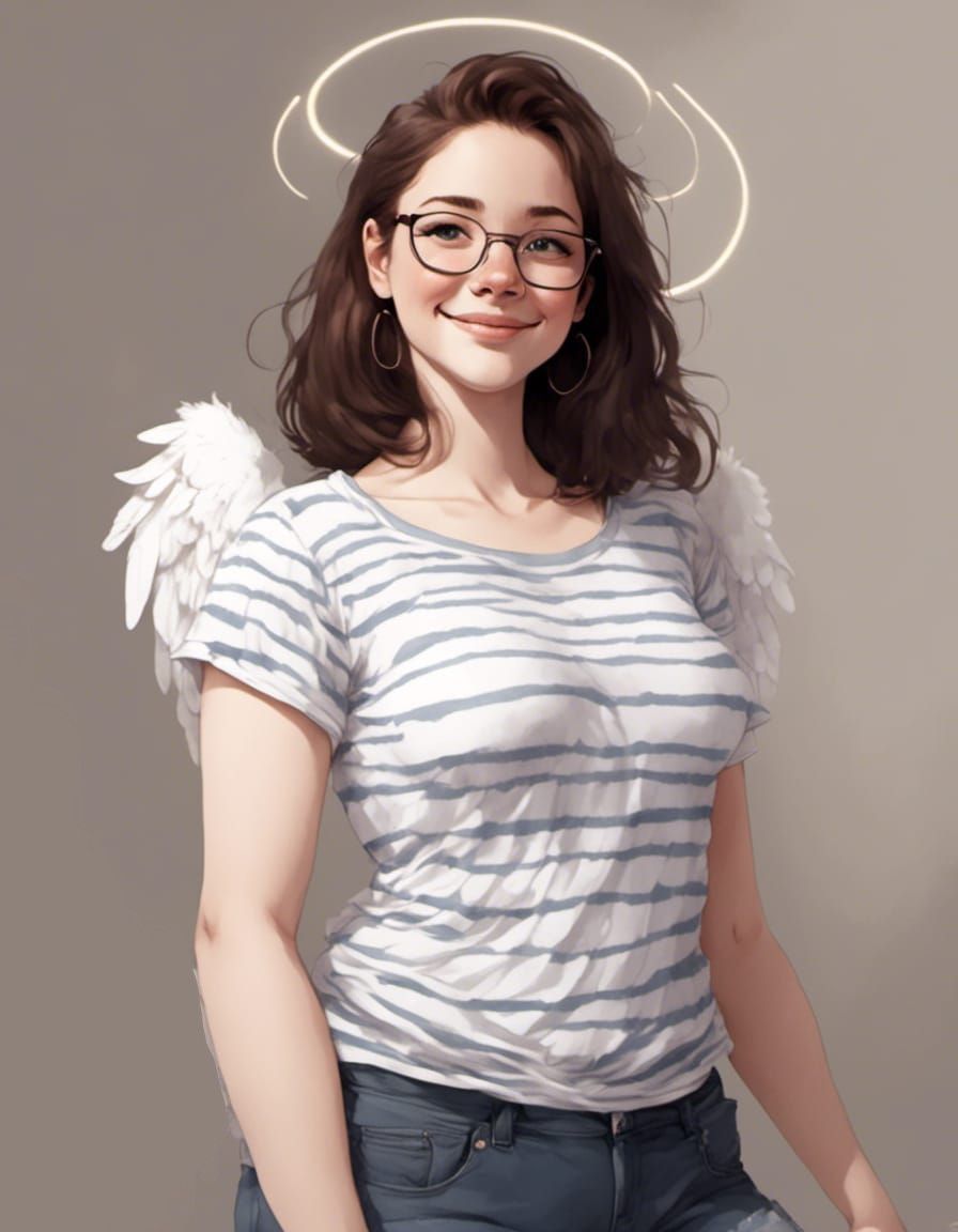 An angel with her halo on the fritz.