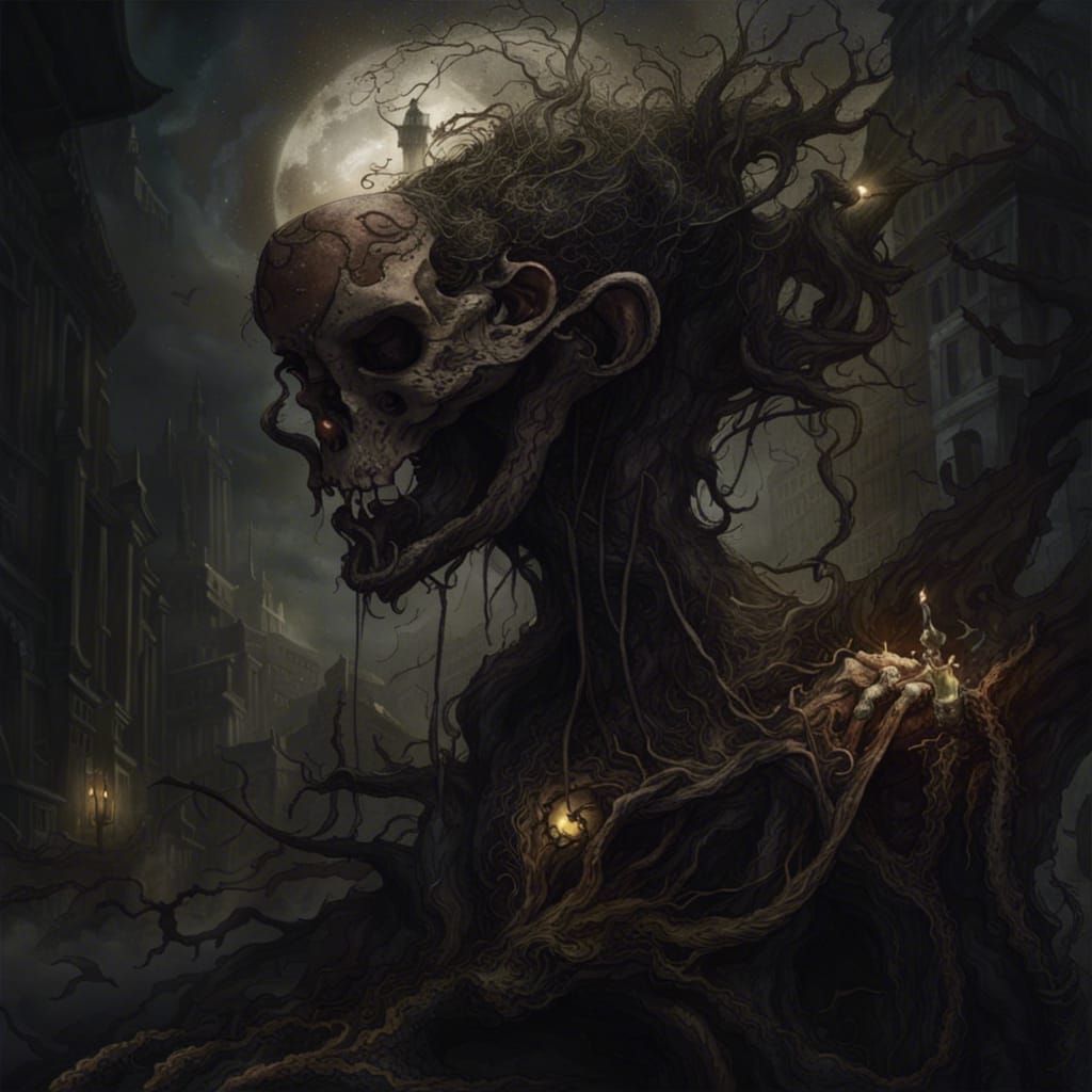 "A sickened, sensitive shadow writhing in hands that are not...