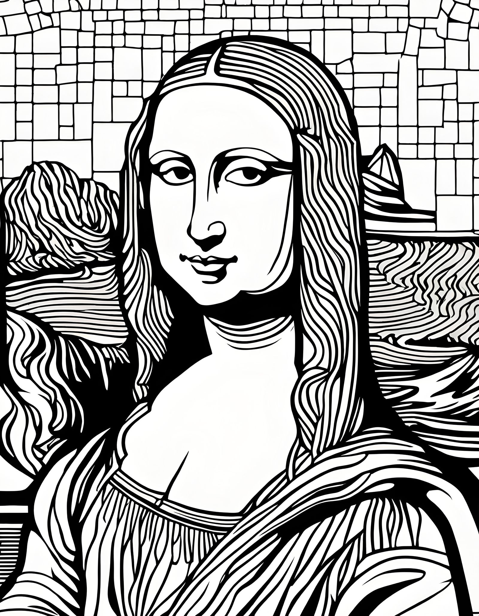 'Mona Lisa' Coloring-Book Page - AI Generated Artwork - NightCafe Creator