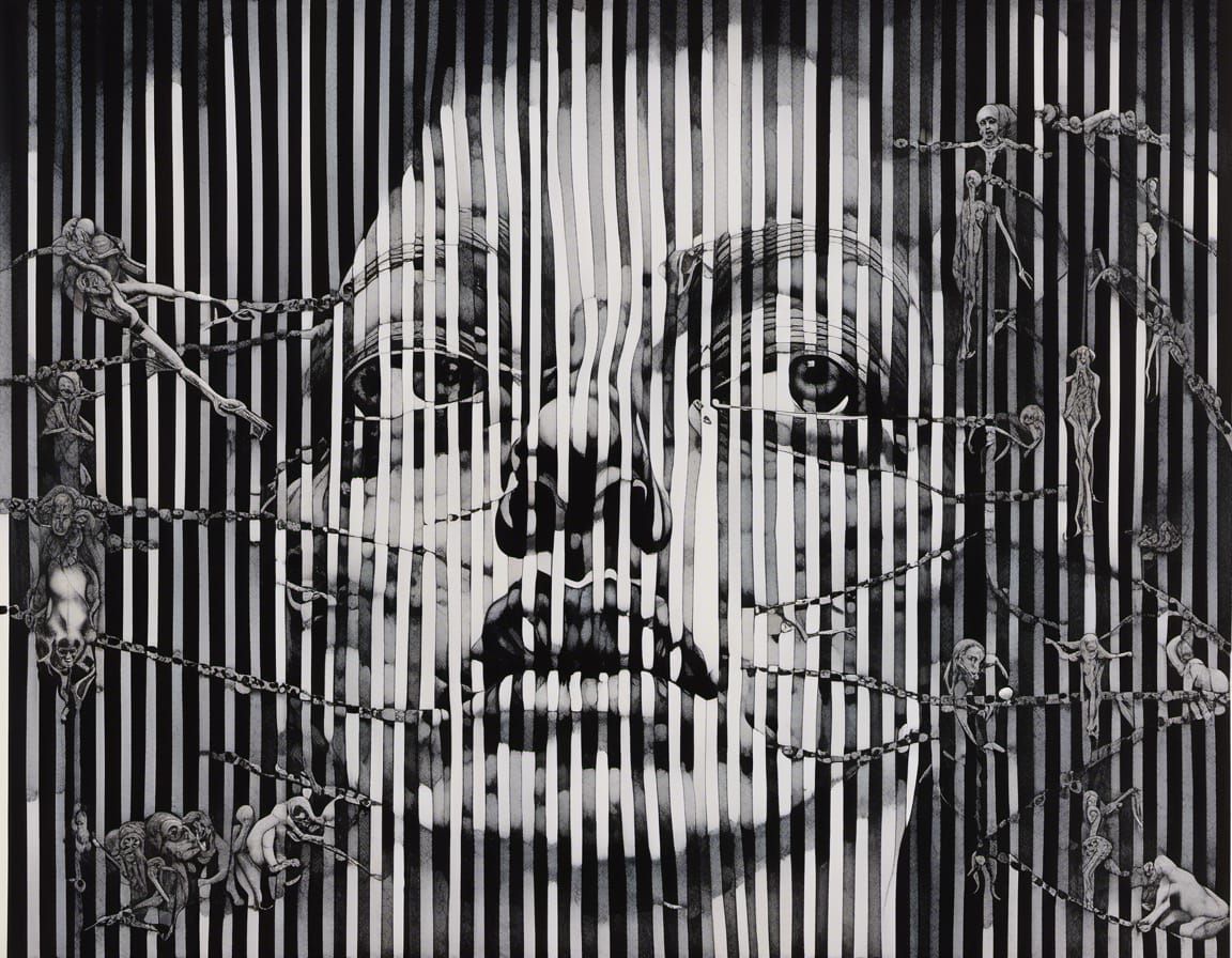 Jodie Foster Army: Surreal Ink Drawing