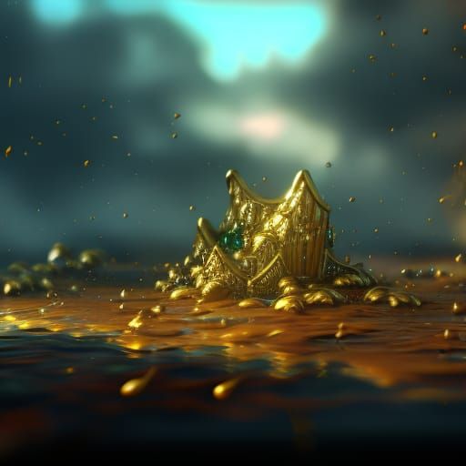 8k resolution golden clouds pouring golden drops rainbow