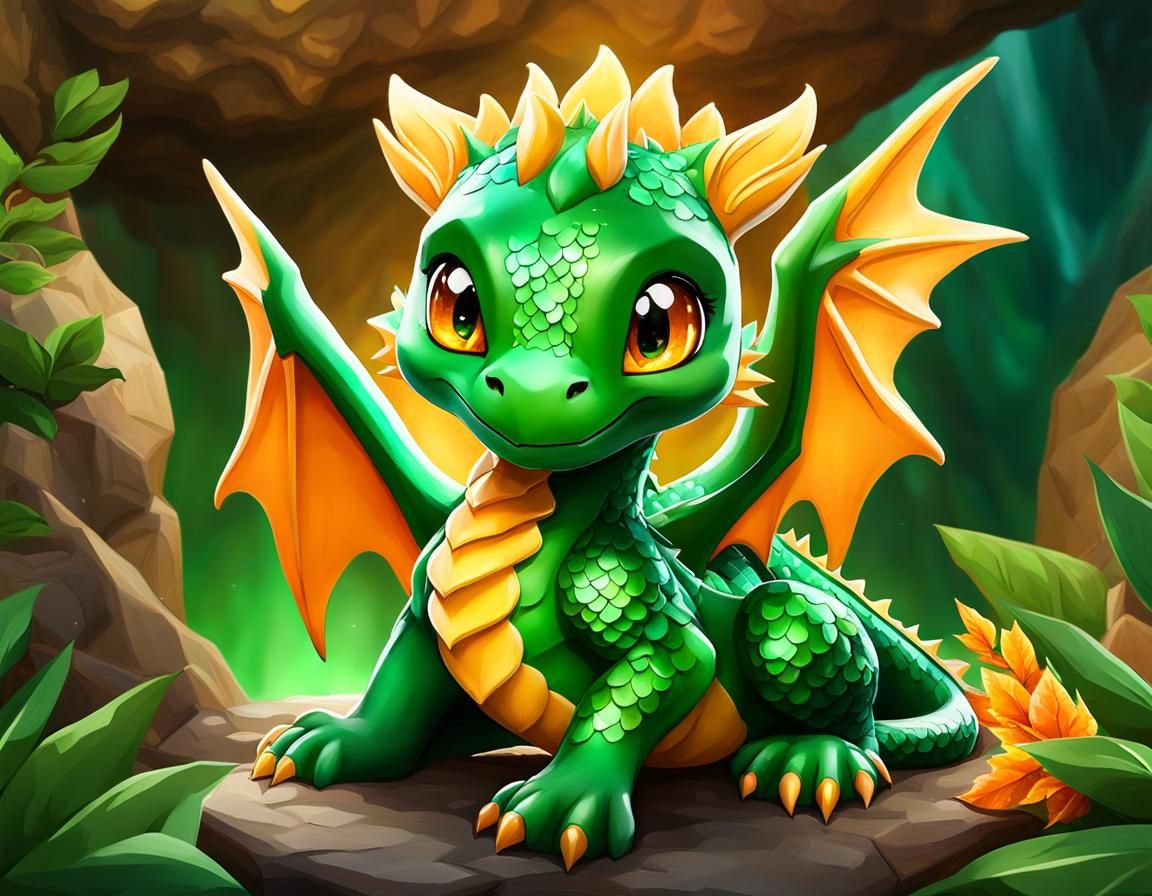 Chibi baby dragon on top of rocks - AI Generated Artwork - NightCafe ...