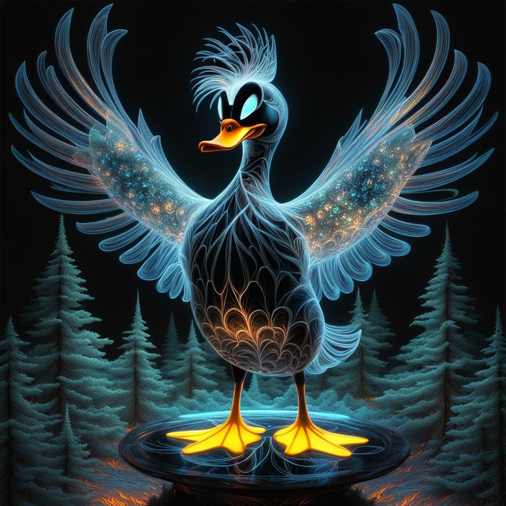 hologram of a gothic, Donald duck 