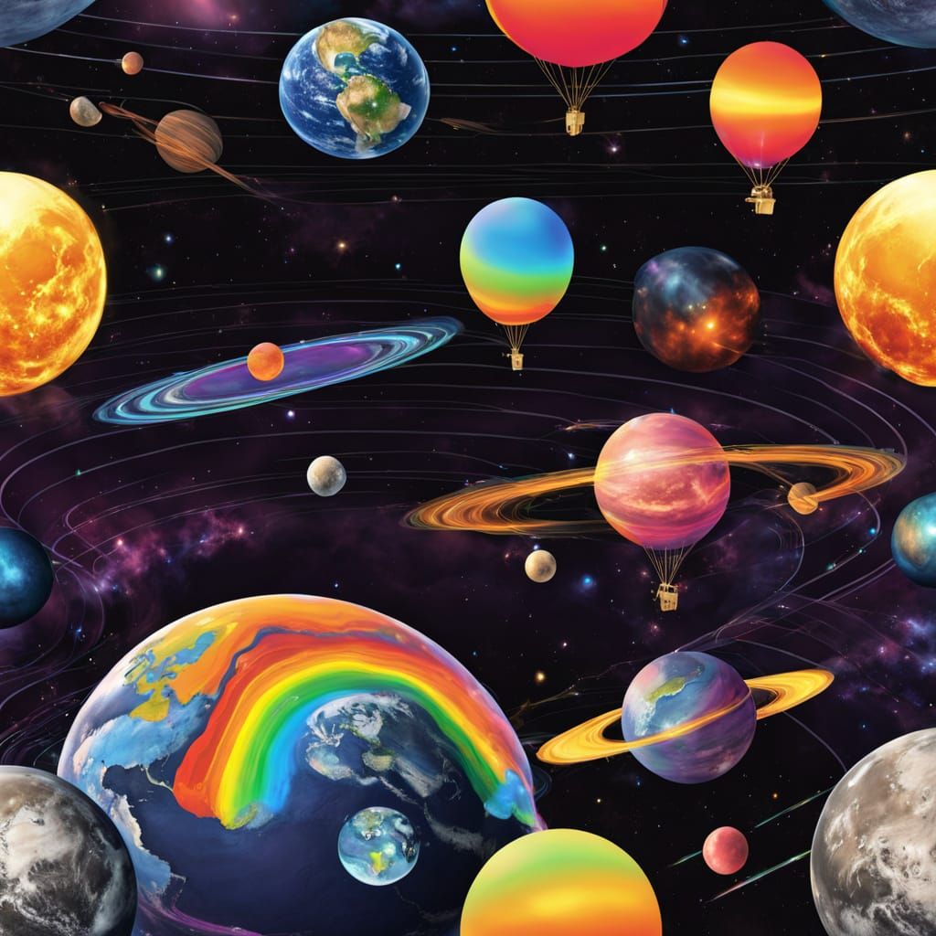 Earth Surrounded by Balloons with Approaching Black Hole