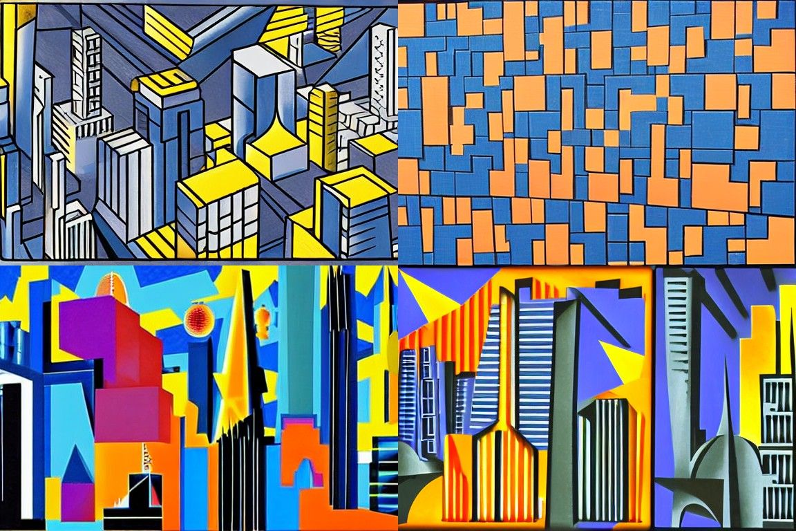Sci-fi city in the style of Cubism