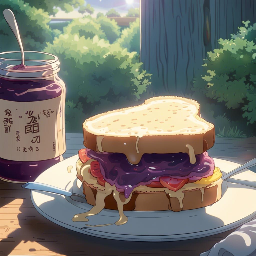 Eating a pb and j sandwich - AI Generated Artwork - NightCafe Creator
