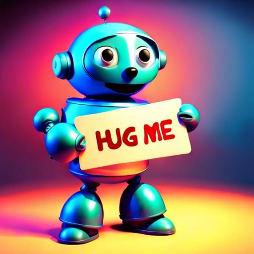 Robot holding a sign   by @Chirminth