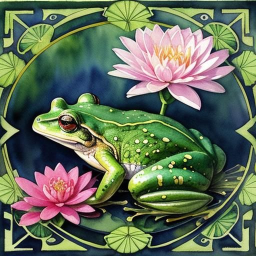 A frog on a lillypad, RomanticWatercolor
Beautiful dreamy an...