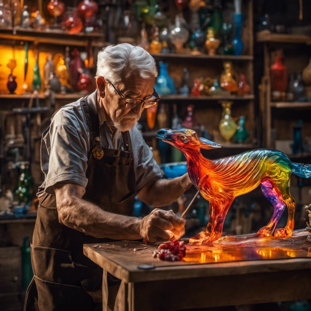 The art of glass animal crafting.  by @Hedgehog