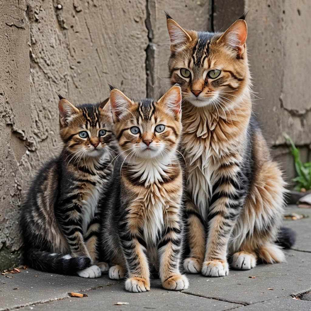 Momma and her kittens