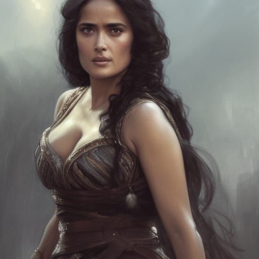 Salma Hayek as a medieval Queen, the last kingdom - AI Generated Artwork -  NightCafe Creator