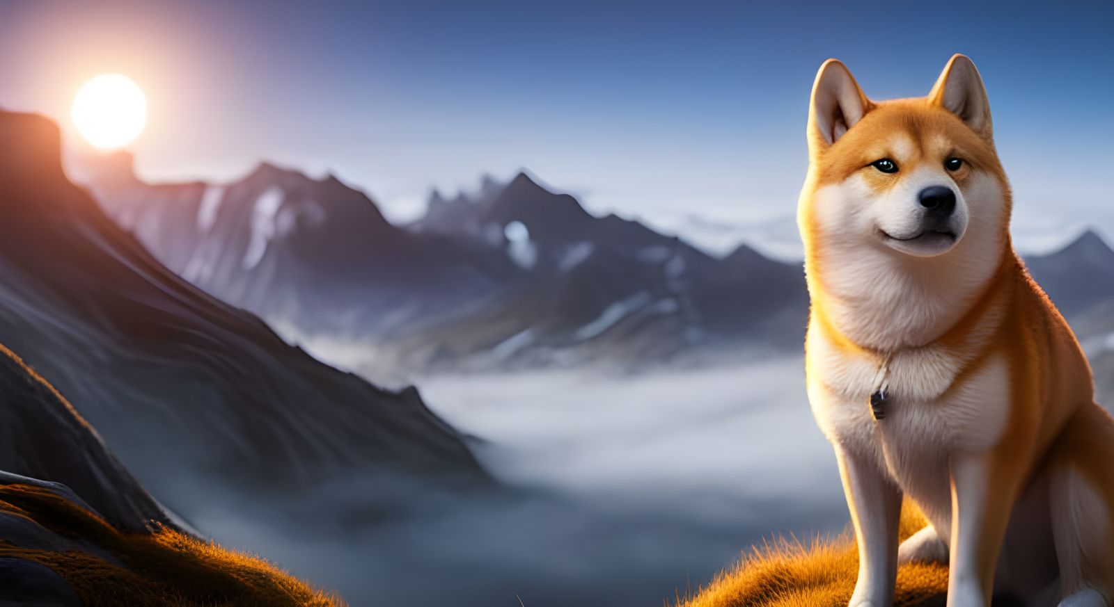 Shiba inu in the mountains - AI Generated Artwork - NightCafe Creator