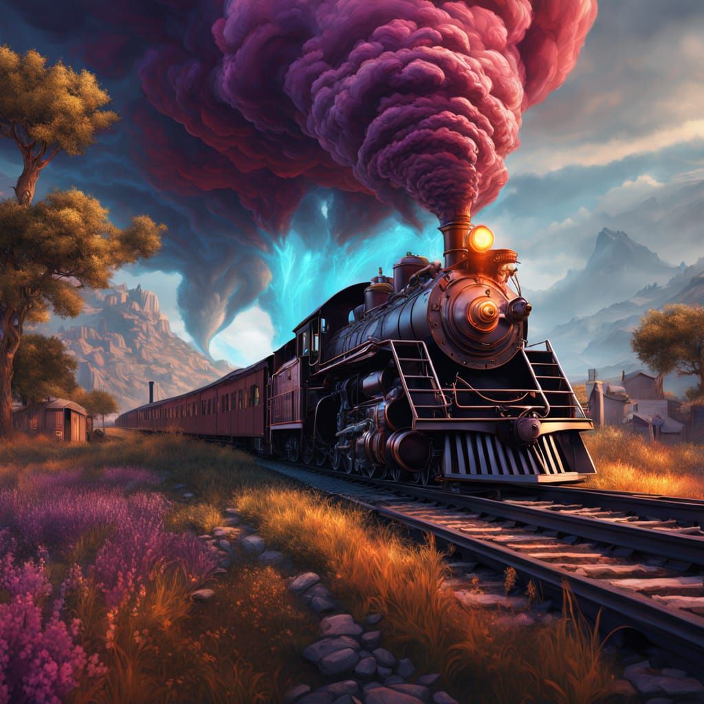 Vibrant Tornado Landscape in Digital Matte Painting Style
