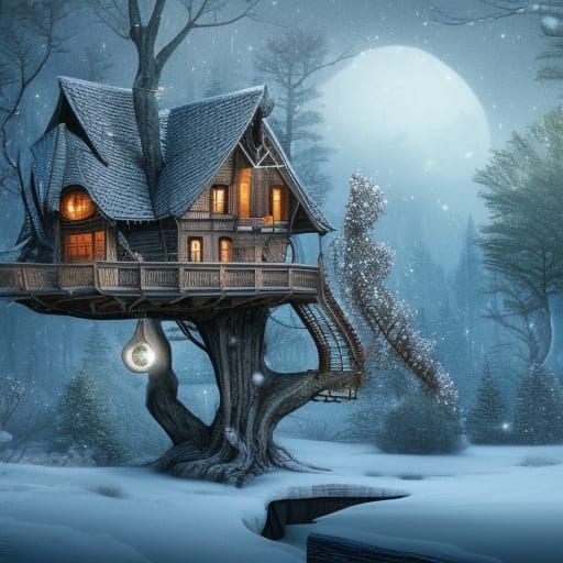 Cozy Cabin on a Cold Night  by @mathy_art_girl_305