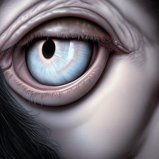 two identical hyper-realistic, anatomically correct, tear fi...