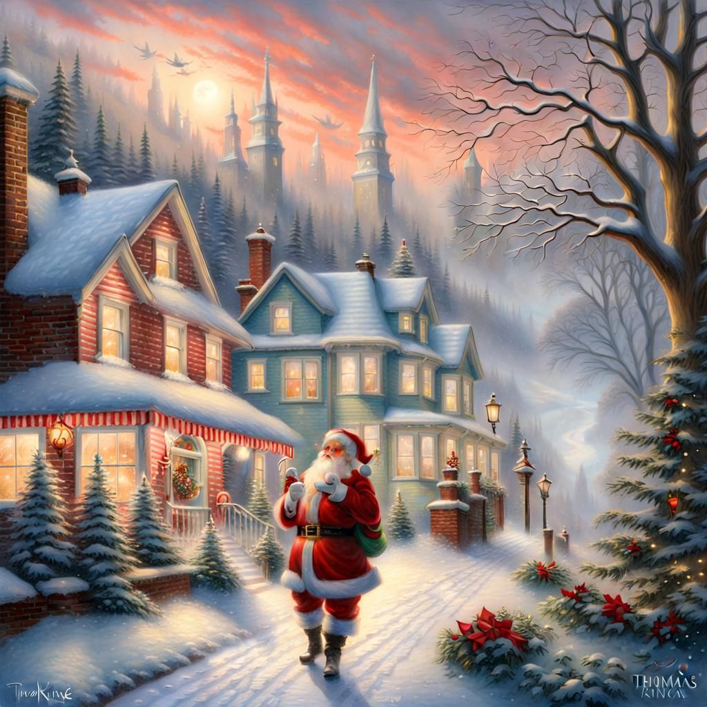SANTA WARING RED STRIPED LONG JOHN'S ethereal fantasy hyperd...