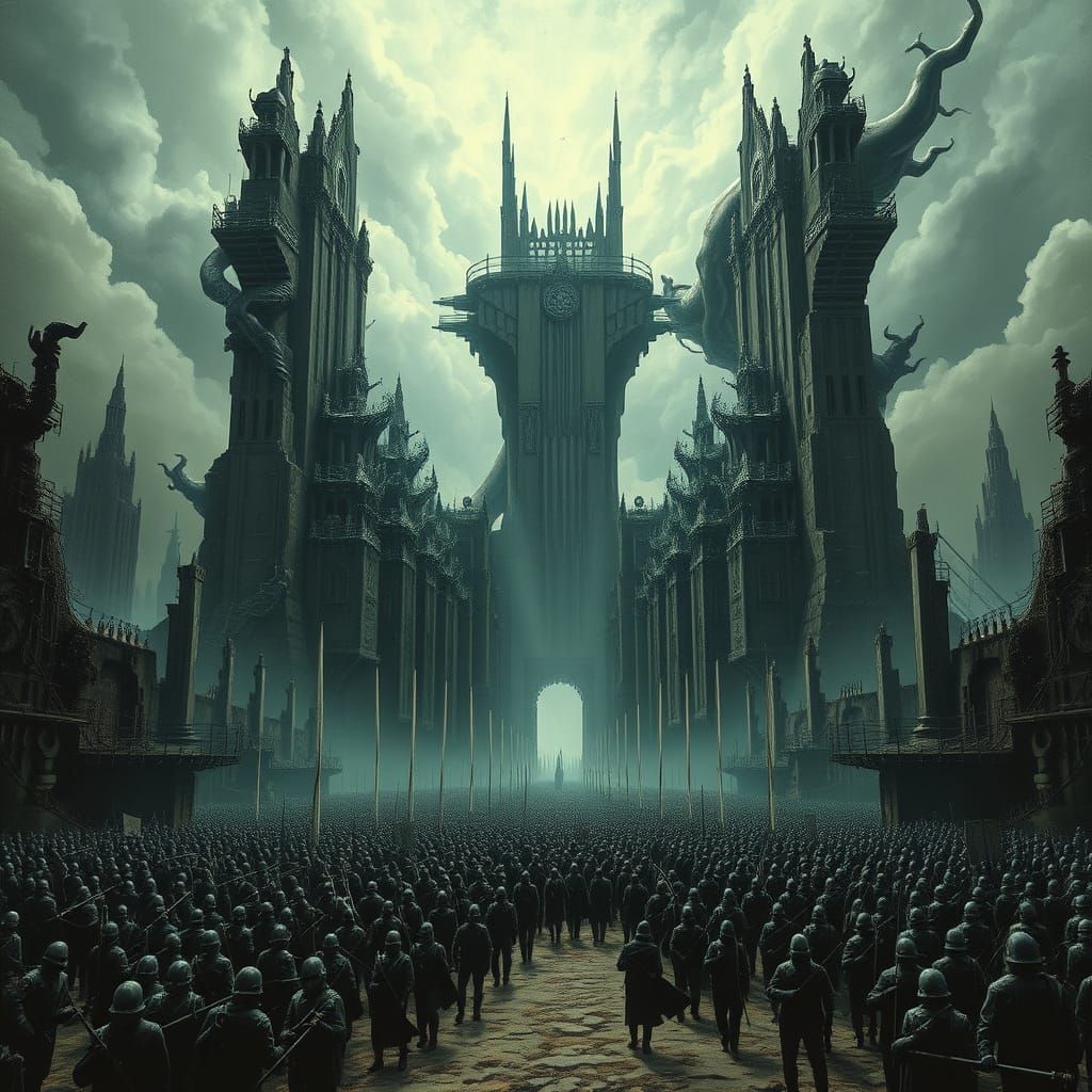 Army Outside an Evacuated City