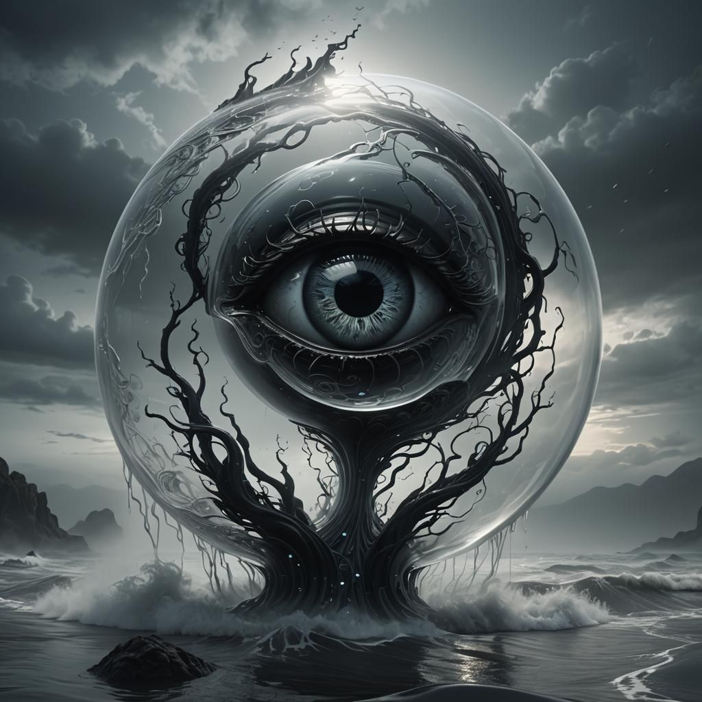 "A captivating 3D render of an optical illusion, illuminated...