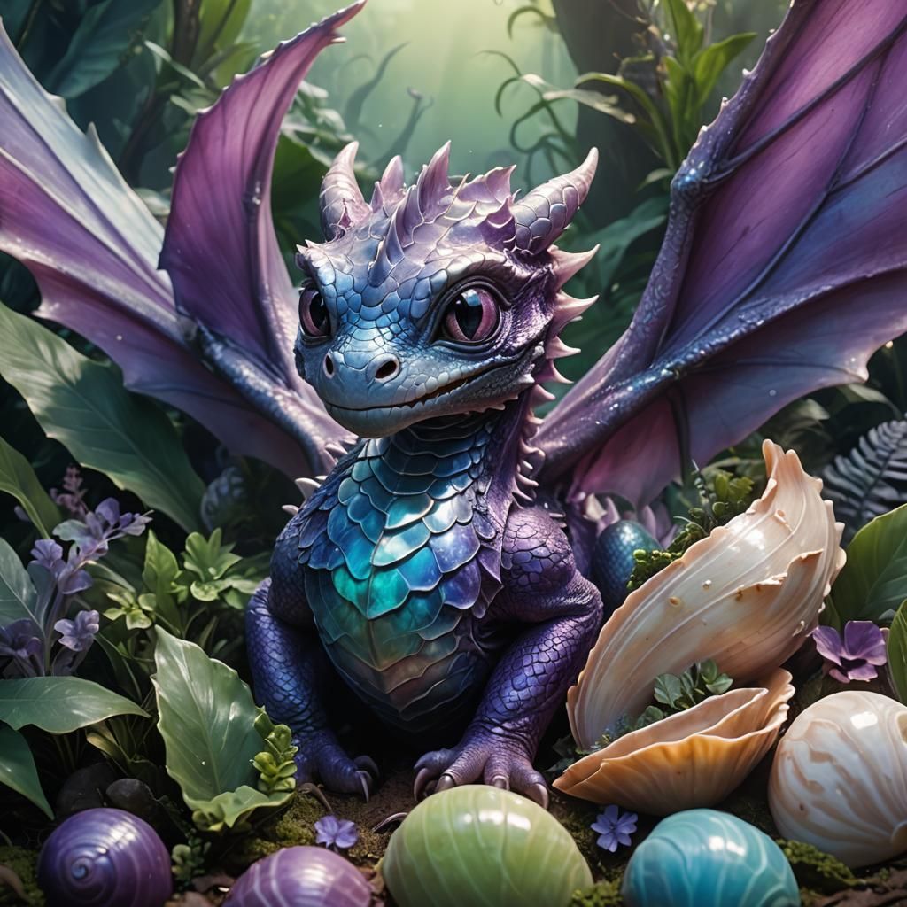 Baby dragon just emerging from his shell   by @BBelle