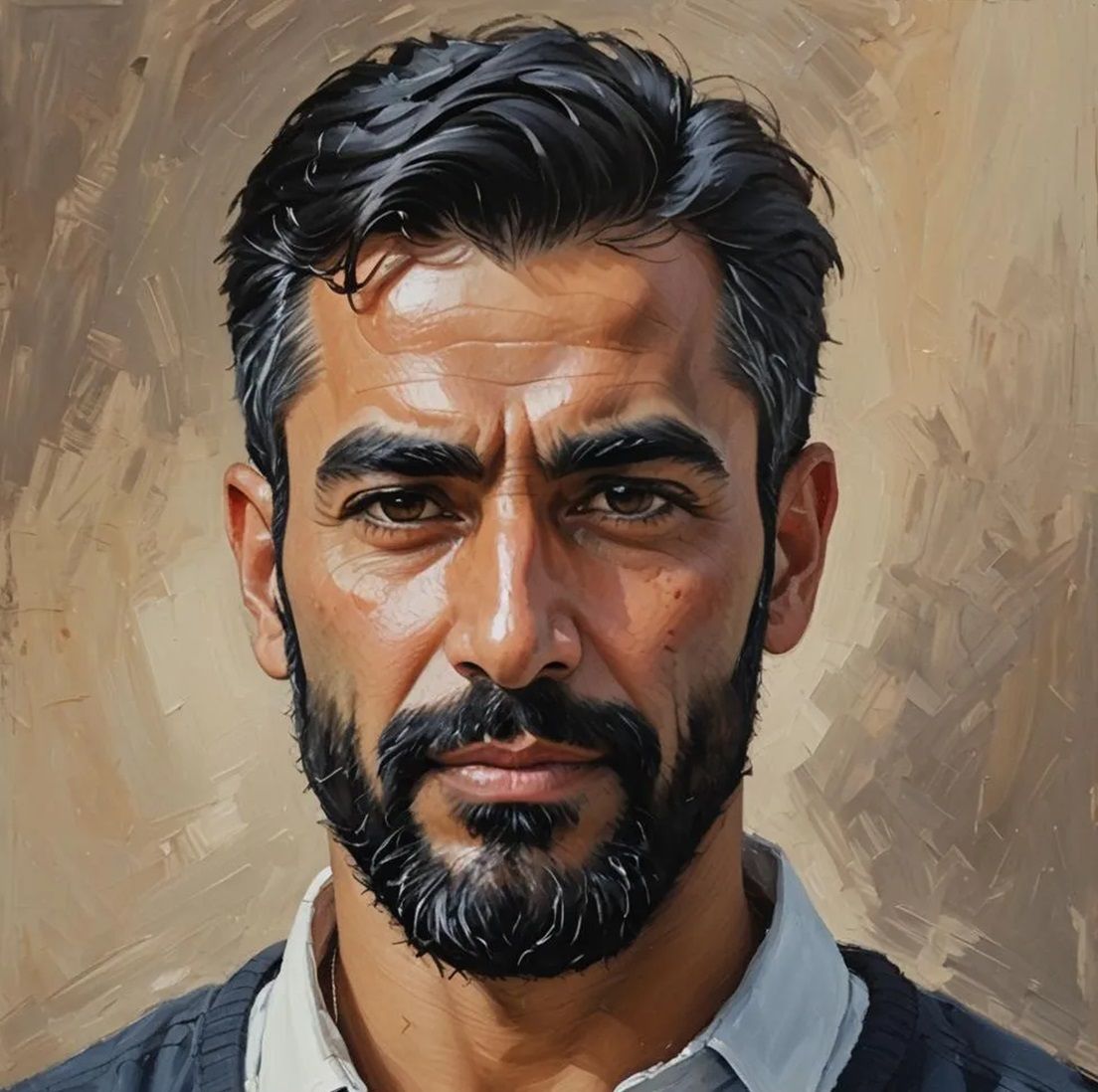 Handsome black-bearded man with shirt