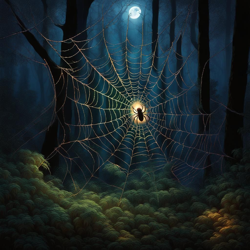 A spider weaves its intricate web  by @Tpixx